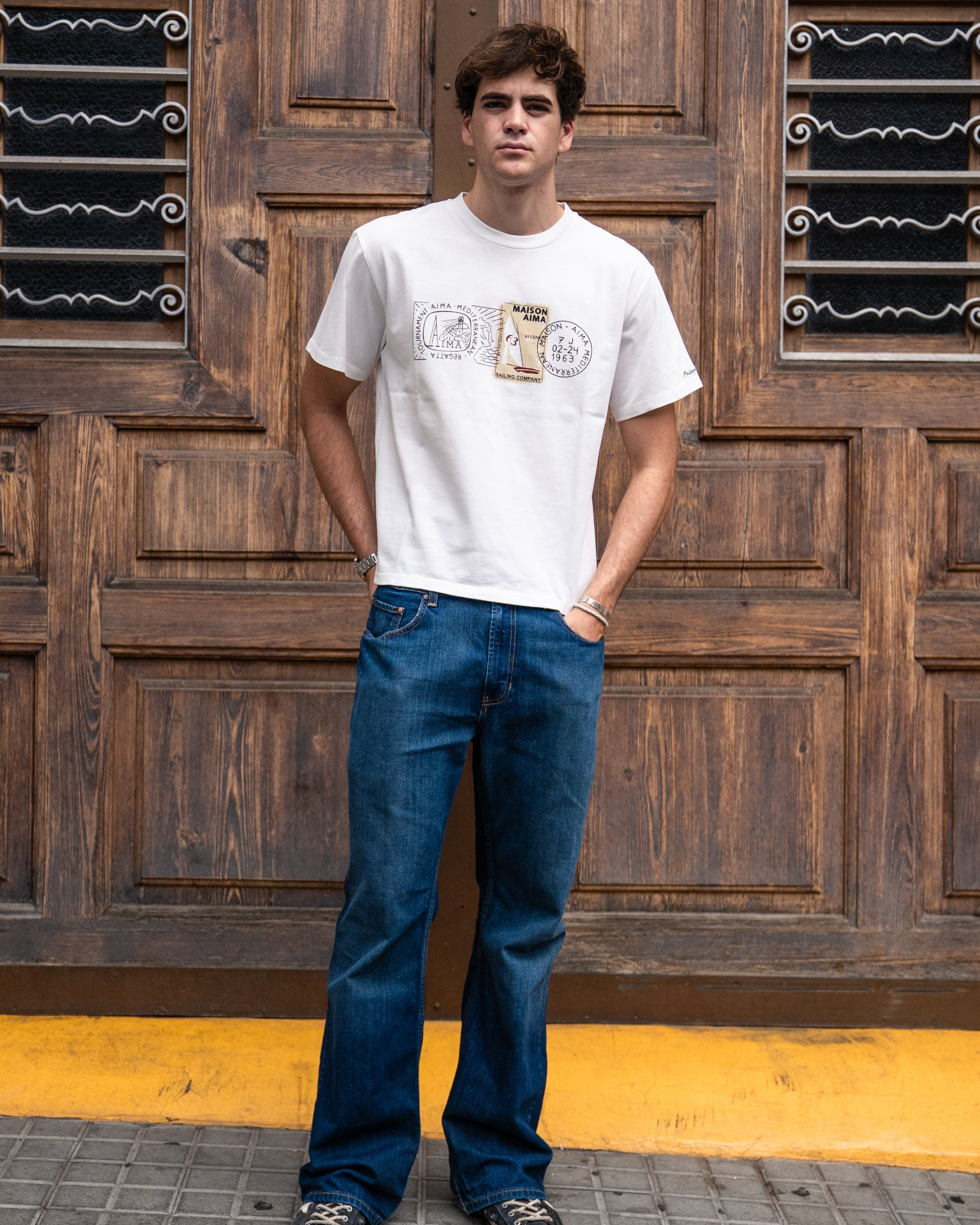 SAILING POSTCARD T-SHIRT