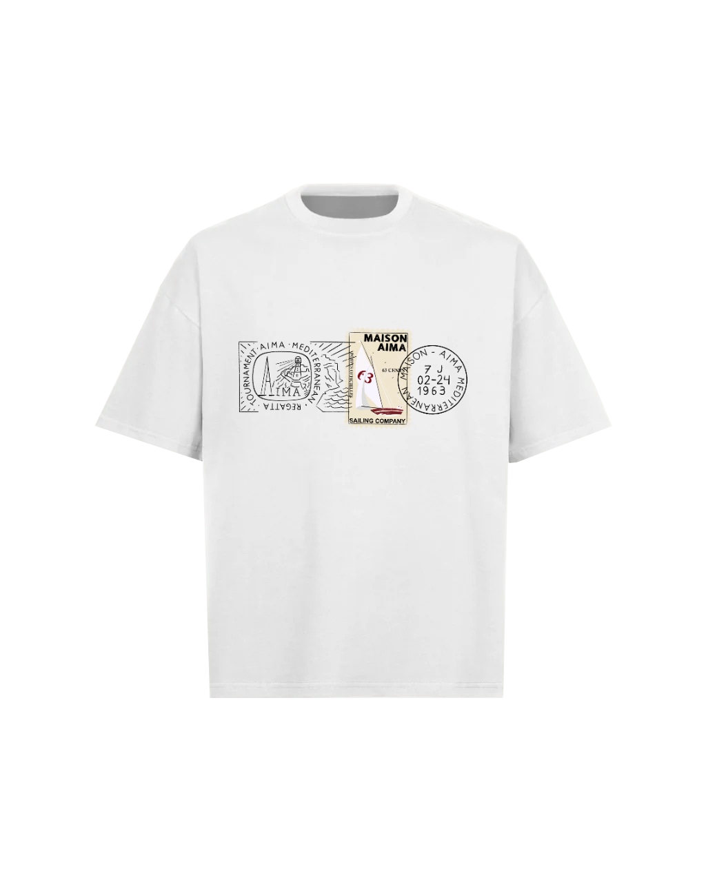 SAILING POSTCARD T-SHIRT